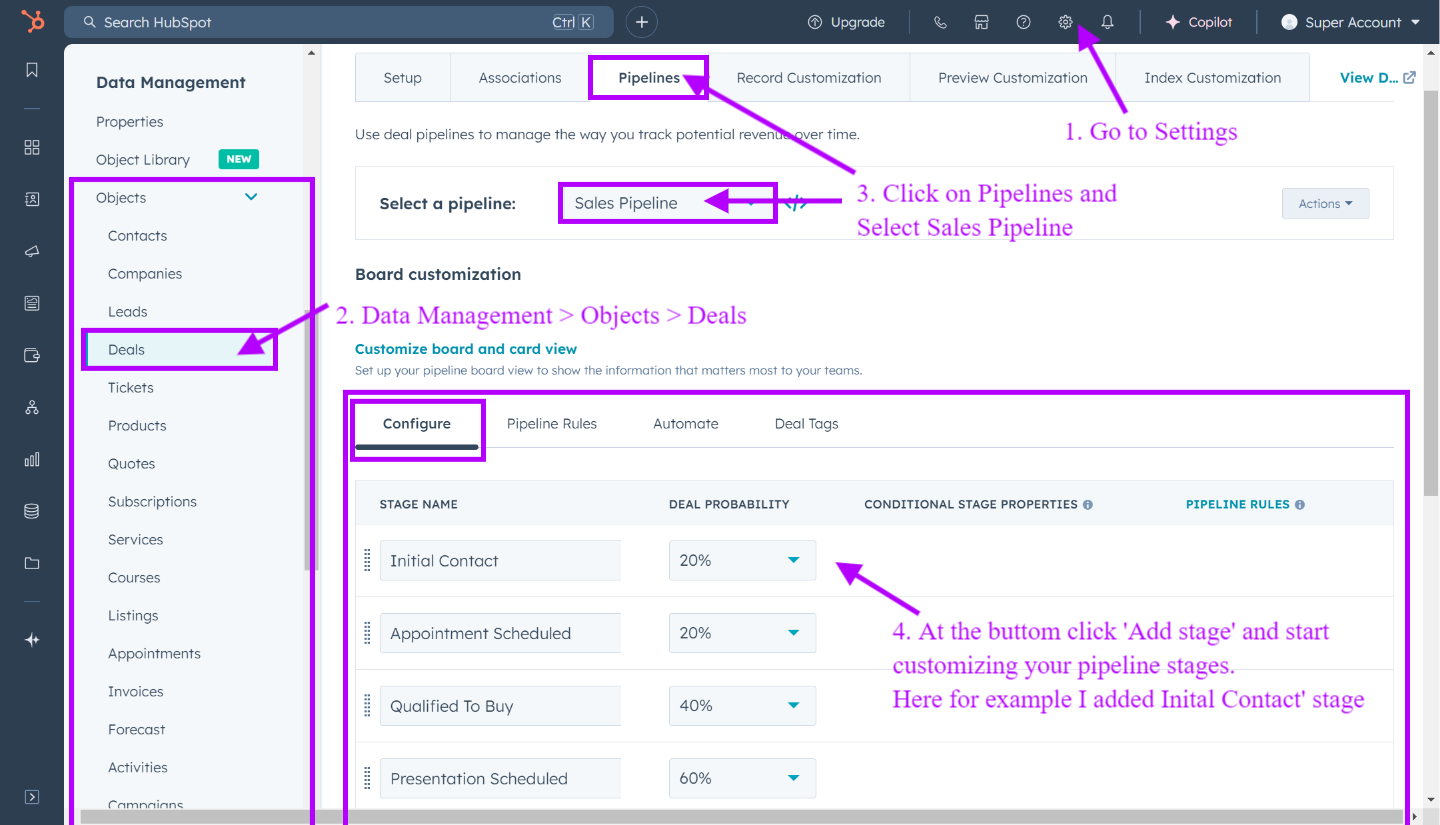 Sales-Pipeline in HubSpot CRM anpassen, um das Kundenerlebnis zu verbessern