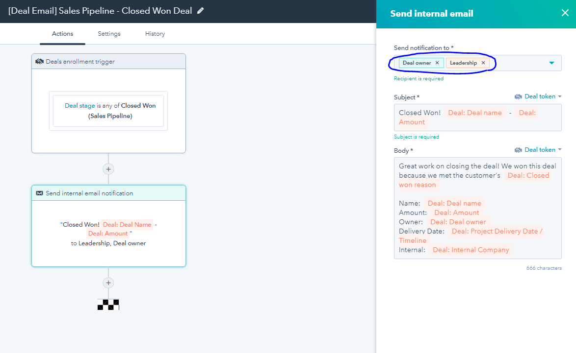 Closed Won Email Notification - HubSpot Community