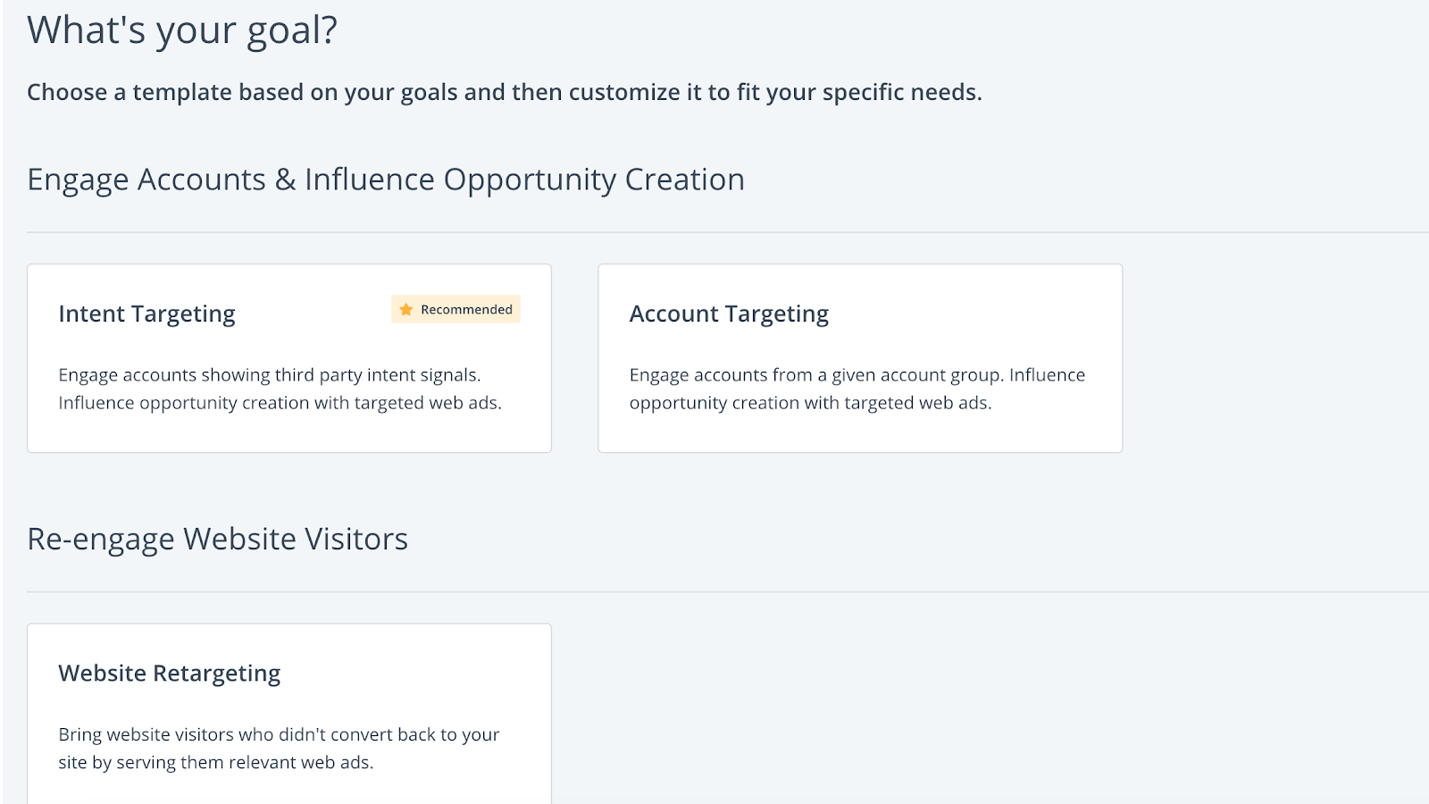 Bekannte und unbekannte Accounts mit digitalen Anzeigen für Full-Funnel-Advertising ansprechen, einschließlich Contact-Targeting und Retargeting-Kampagnen