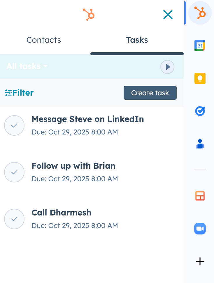 How to manually create tasks in HubSpot