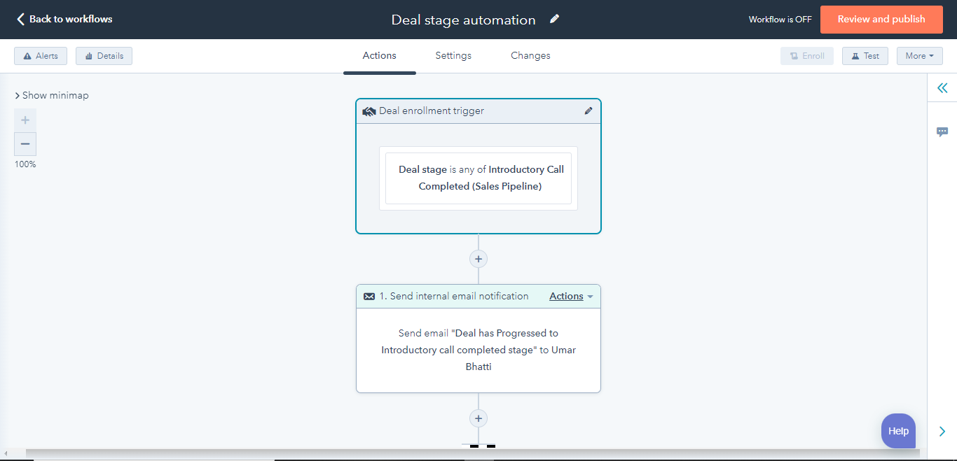 Deal stage automation - move deals automatically based on enrollment triggers
