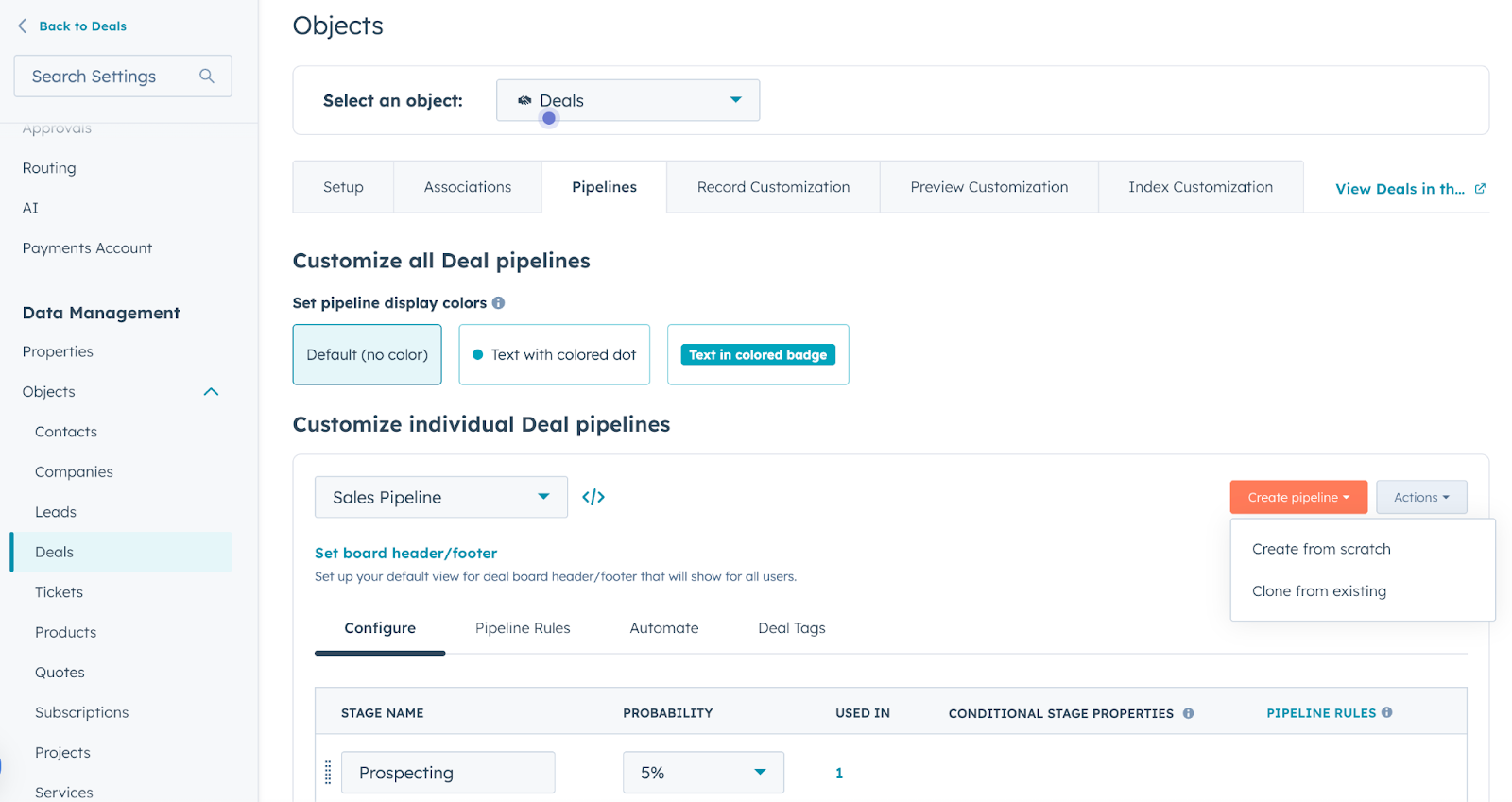 Configura los ajustes del Pipeline