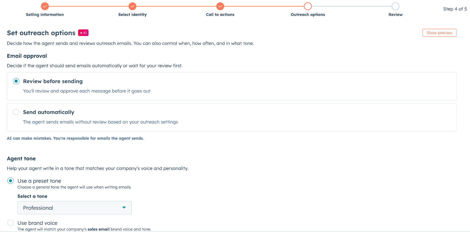 1. Passe par la configuration de l'agent de prospection