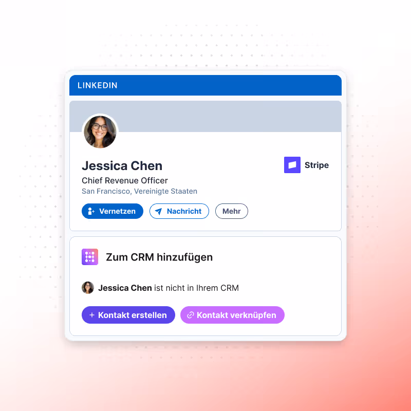 Einen LinkedIn-Kontakt im CRM hinzufügen oder verknüpfen