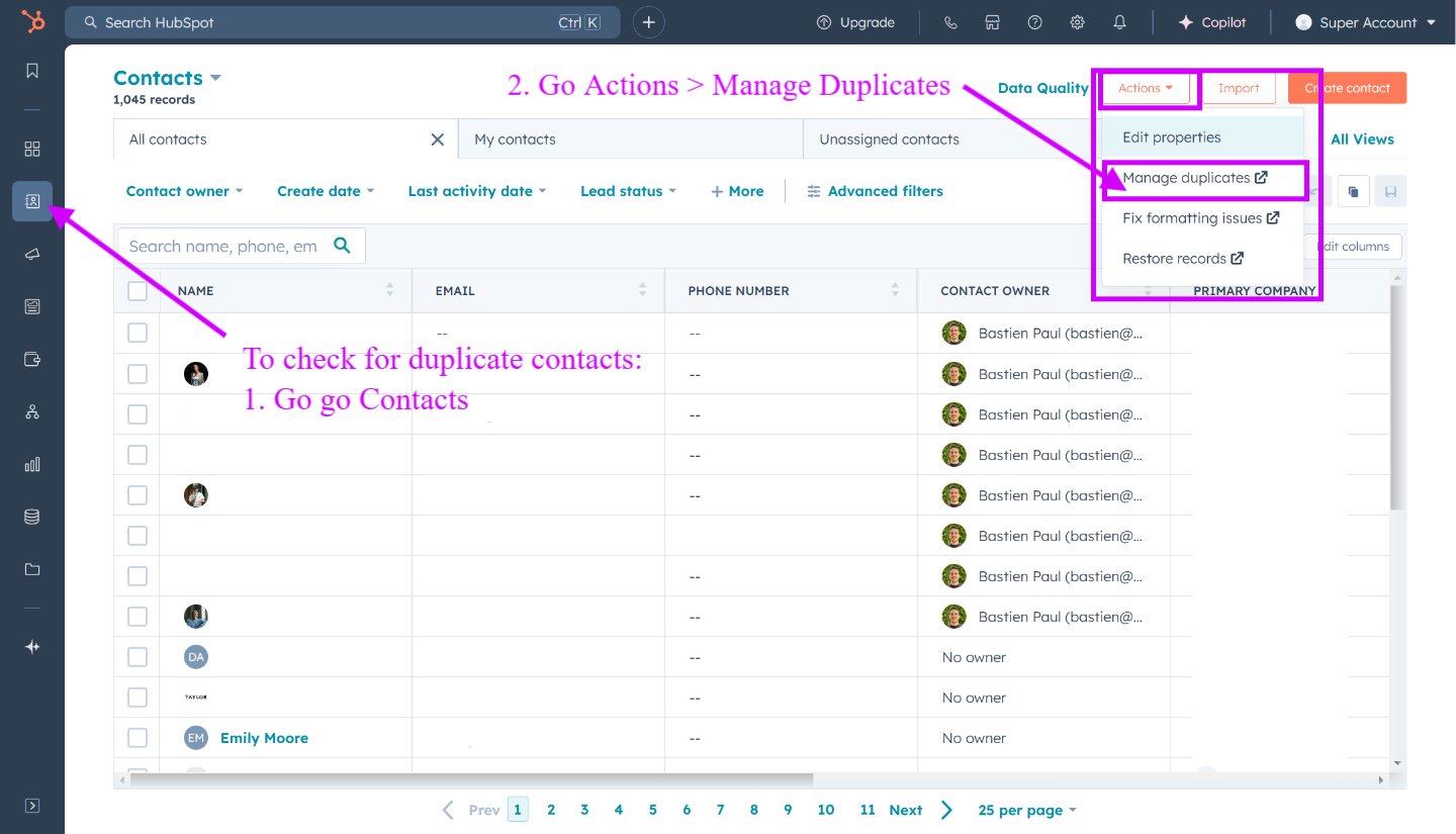 Manage your contact properties and 