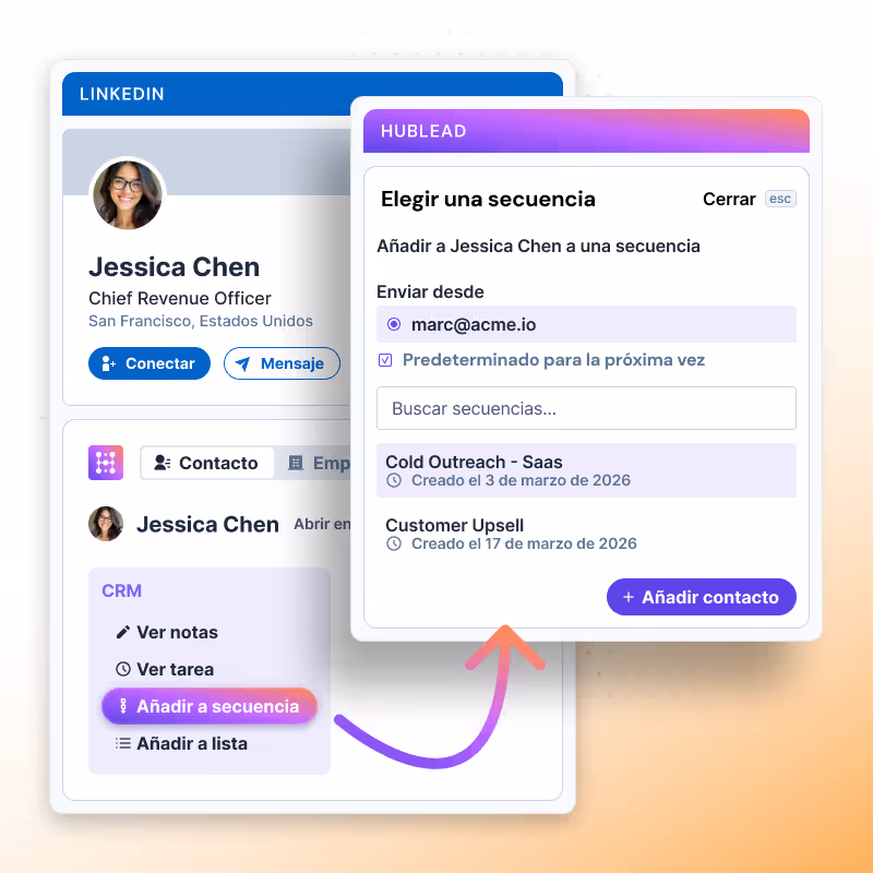 Añadir un contacto de LinkedIn a una secuencia del CRM