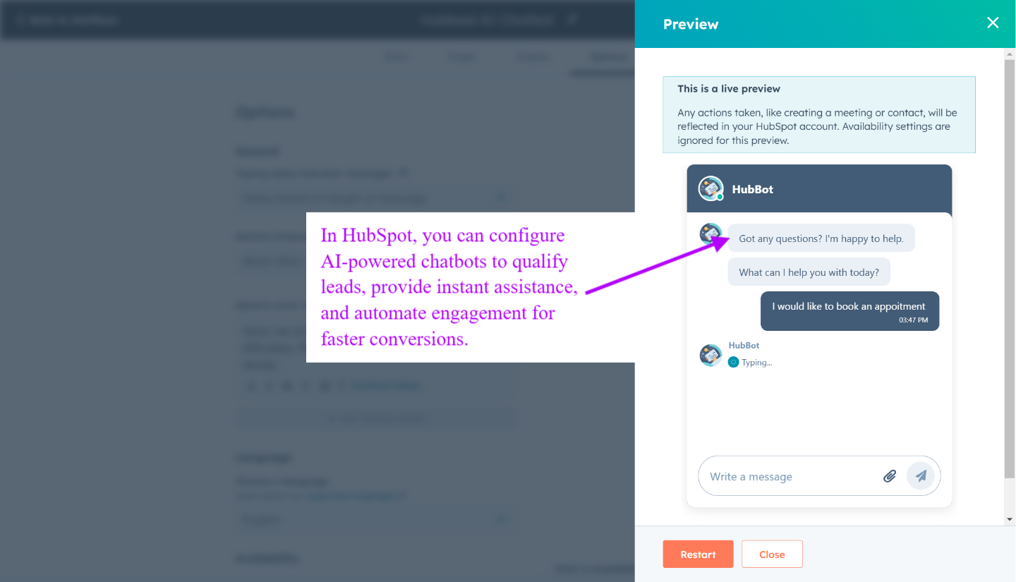HubSpot AI chatbots for better lead generation