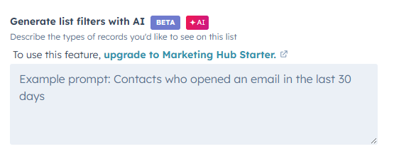Screenshot - AI list generation in HubSpot
