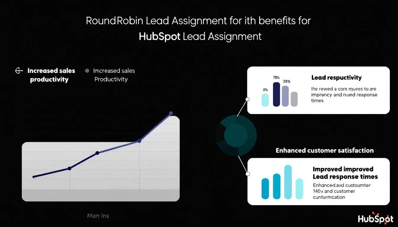 Benefits of using HubSpot for round robin lead assignment illustrated with graphs and charts.
