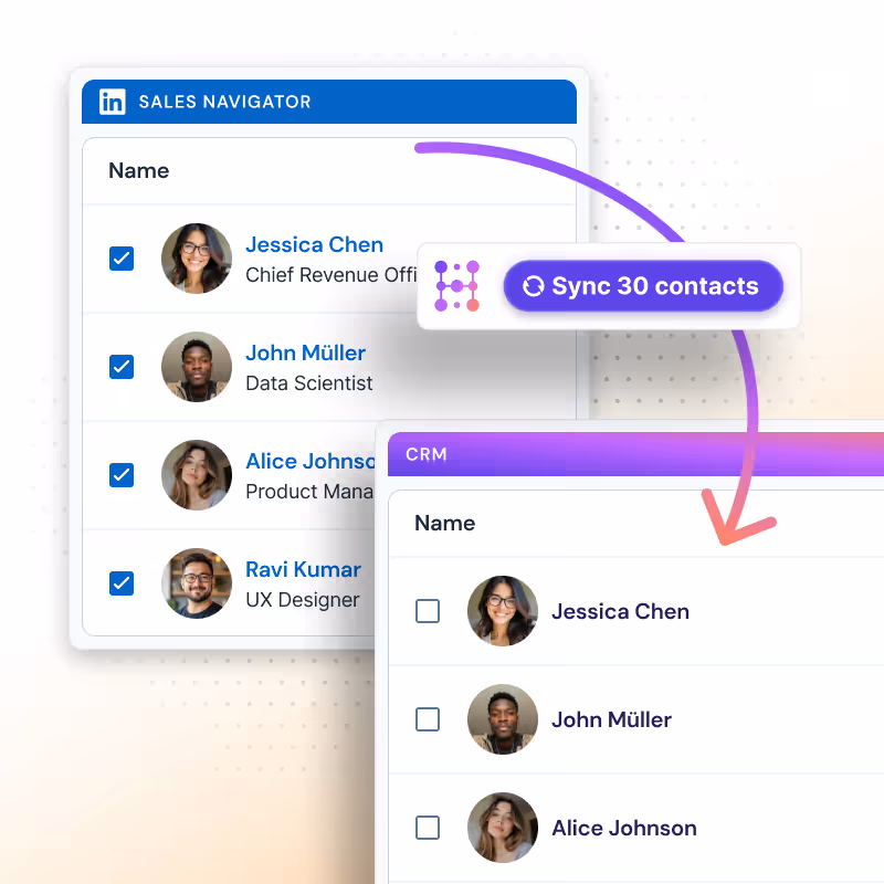 Export Sales Navigator lists in bulk to your CRM
