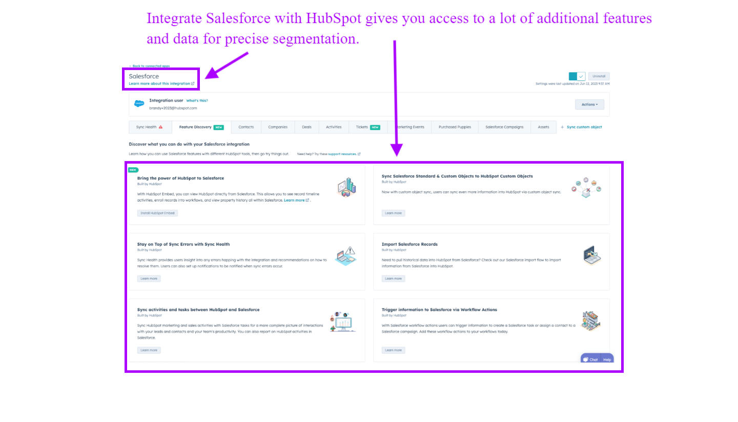 Access your Salesforce data within HubSpot with the native integrations to have a clearer image of your customers