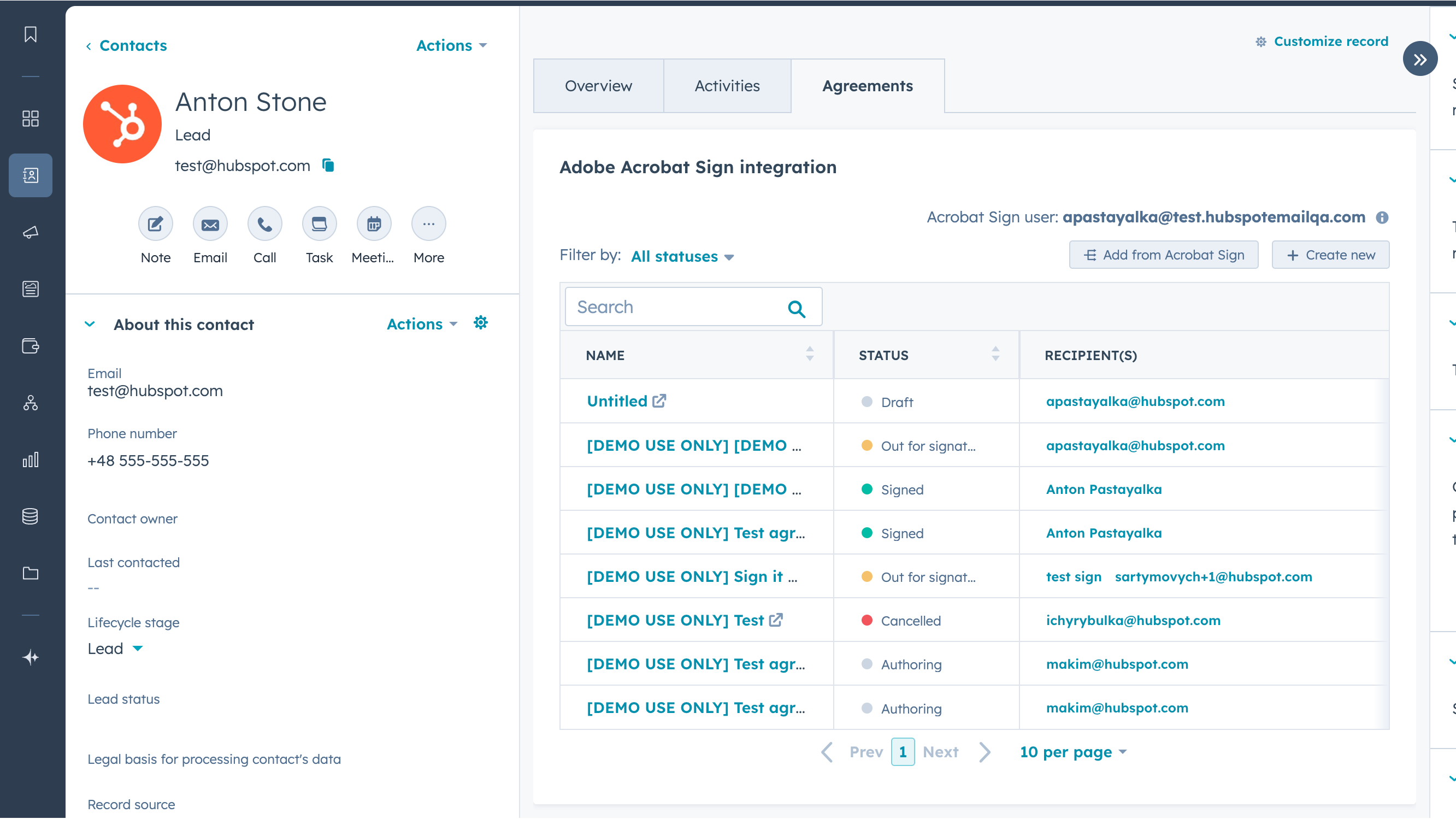 Manage agreements from any CRM records with Adobe Acrobat Sign HubSpot integration.