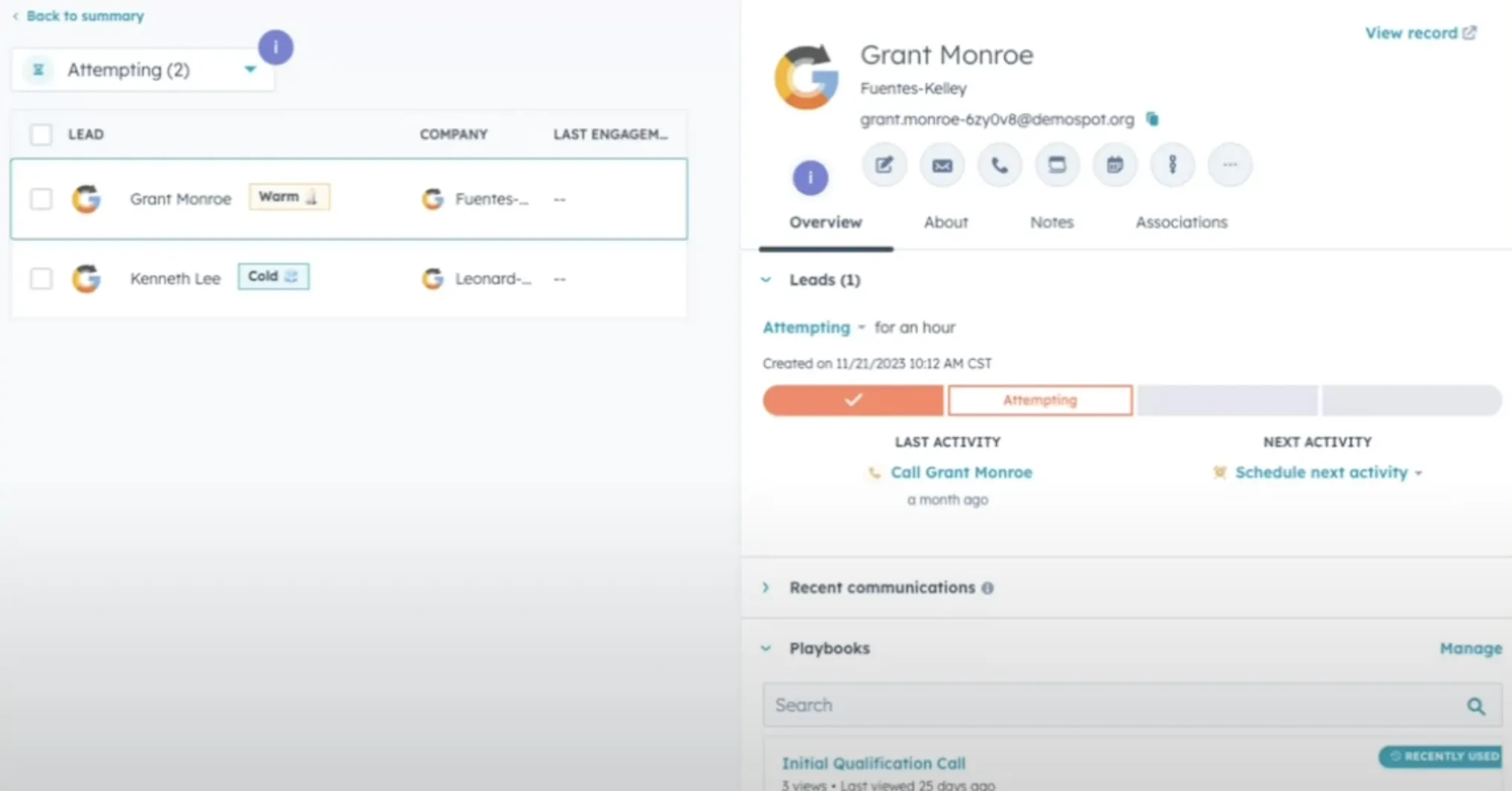 HubSpot prospect tool view
