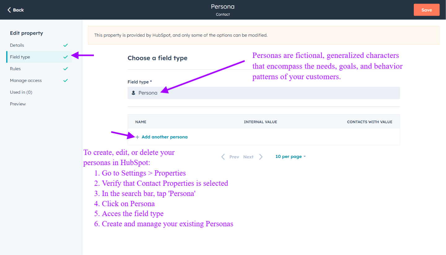 Access HubSpot Persona feature to understand your customers patterns 
