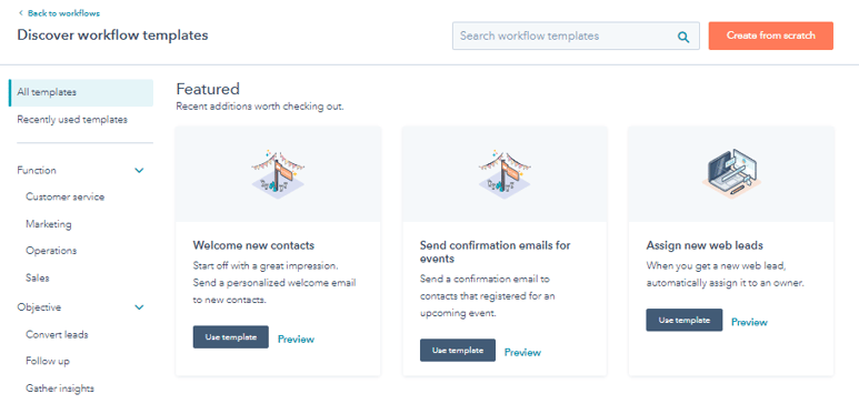 Creación de Workflow de HubSpot desde plantilla