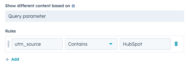 HubSpot Smart Rule | Query-Parameter als Smart Rule Kategorie | Personalisierten Standard-Content anzeigen, wenn die Seiten-URL und UTM-Parameter ‘HubSpot’ enthalten