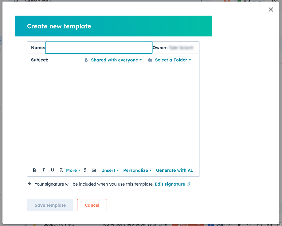 How to create a template in your inbox