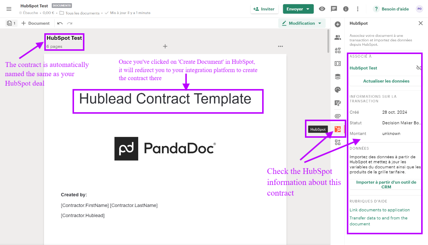 Crea plantillas para contratos y documentos legales con tu integración y alménalos en HubSpot