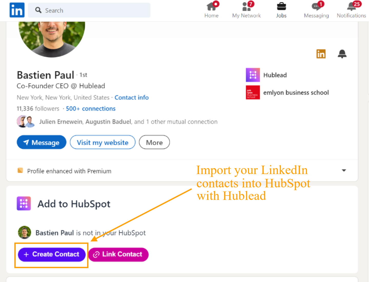 Hublead a user friendly interface as HubSpot Integration | sync linkedin information about linkedin contacts and conversations with hubspot
