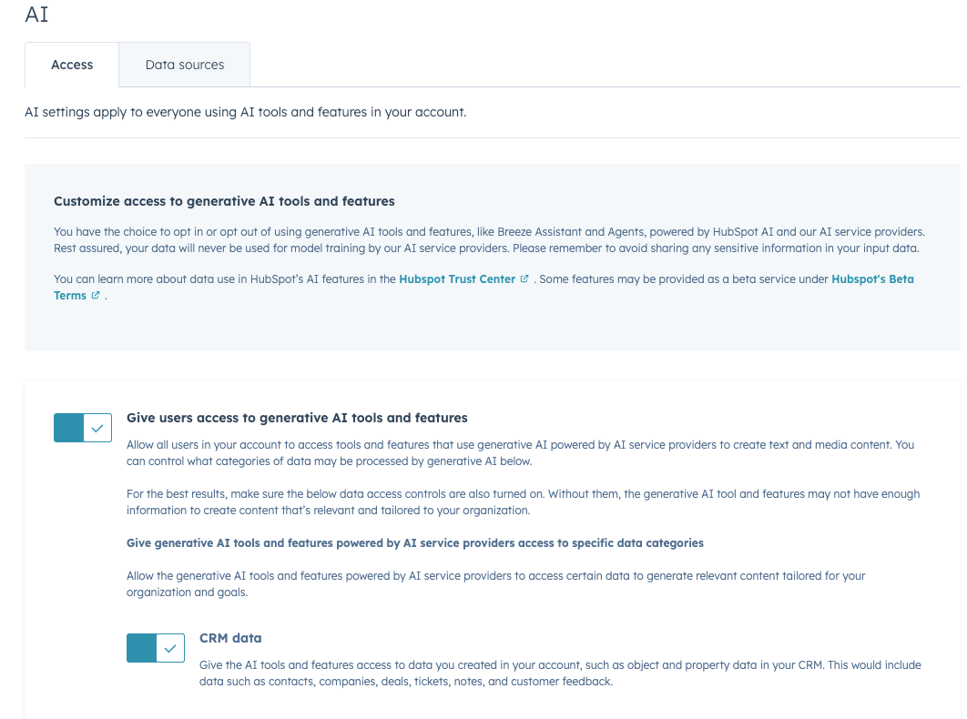 2. Enable AI data sources