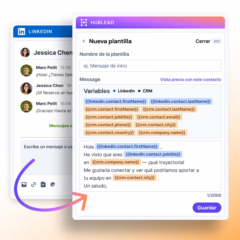 Plantilla de mensaje de LinkedIn para usuarios de CRM
