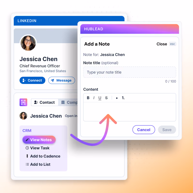 Add a note to a LinkedIn contact