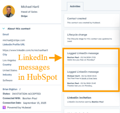 Información de LinkedIn en HubSpot