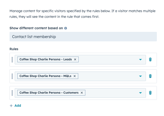 HubSpot Smart Rule | Standard-Content basierend auf Kontaktlisten-Zugehörigkeit anzeigen – Liste basierend auf dem Lifecycle-Stage des Besuchers