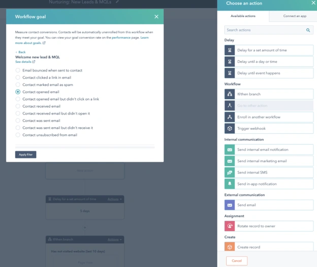 Screenshot der HubSpot-Workflow-Einstellungen